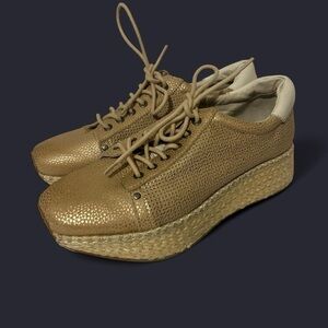 OTBT Meridian perforated metallic leather Platform Sneakers minimalist Neutral